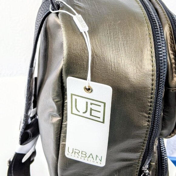 Urban Expressions Braxton High Shine Backpack - Olive Green